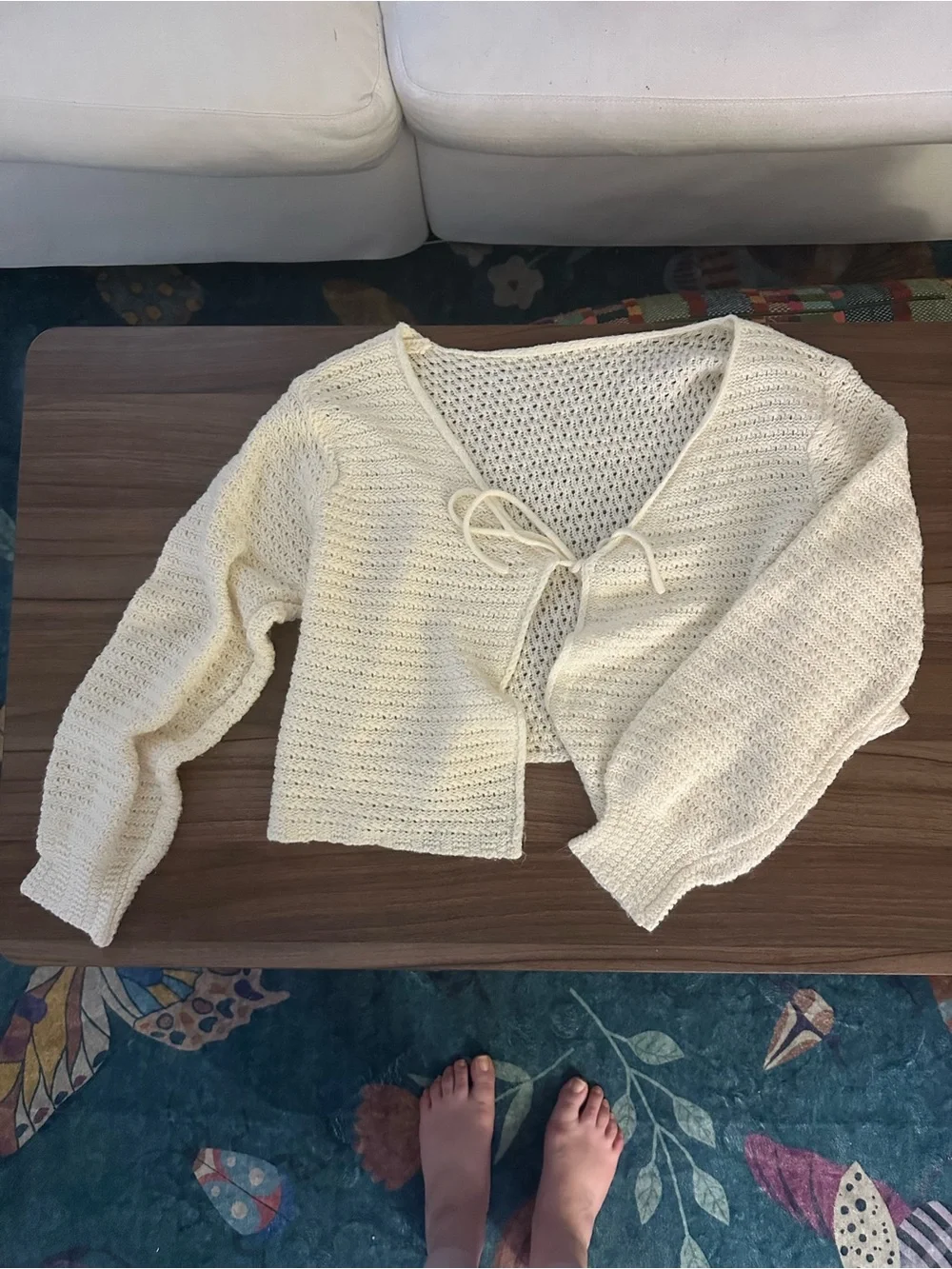 SHEIN Flirla Plus Tie Front Lantern Sleeve Cardigan - Picture 3 of 8